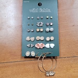 Floral and Simulated Pearl Earring Set 18pc